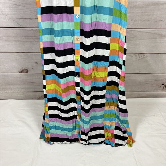 NWT Mara Hoffman Sleeveless Wrap Halter Striped Multicolor Maxi Dress Sz 4 - Picture 4 of 16